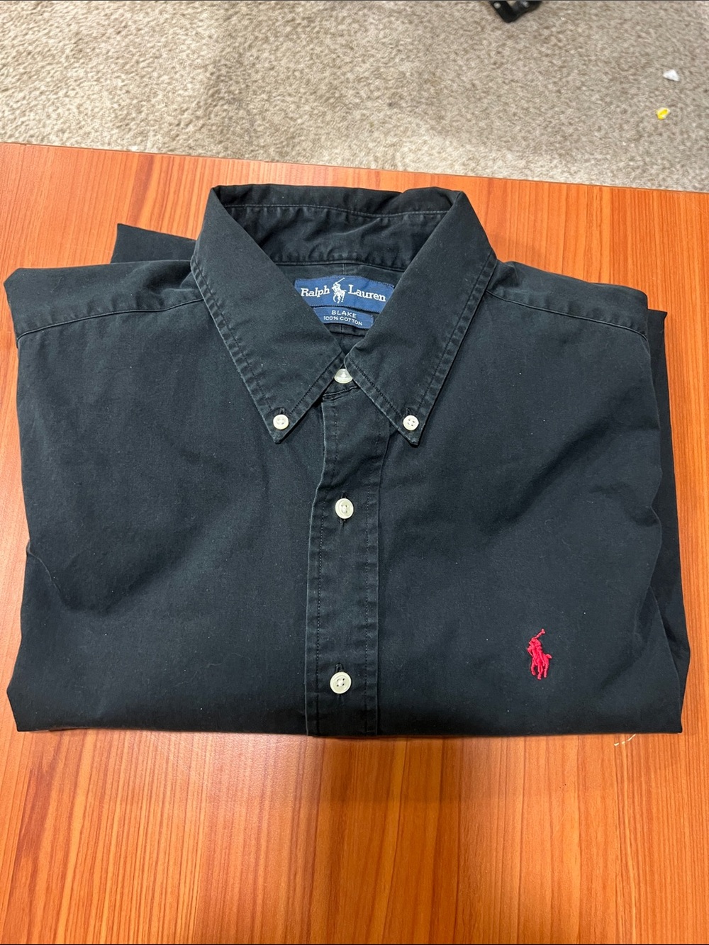 Ralph Lauren Black Button-Down Shirt with Red Pony